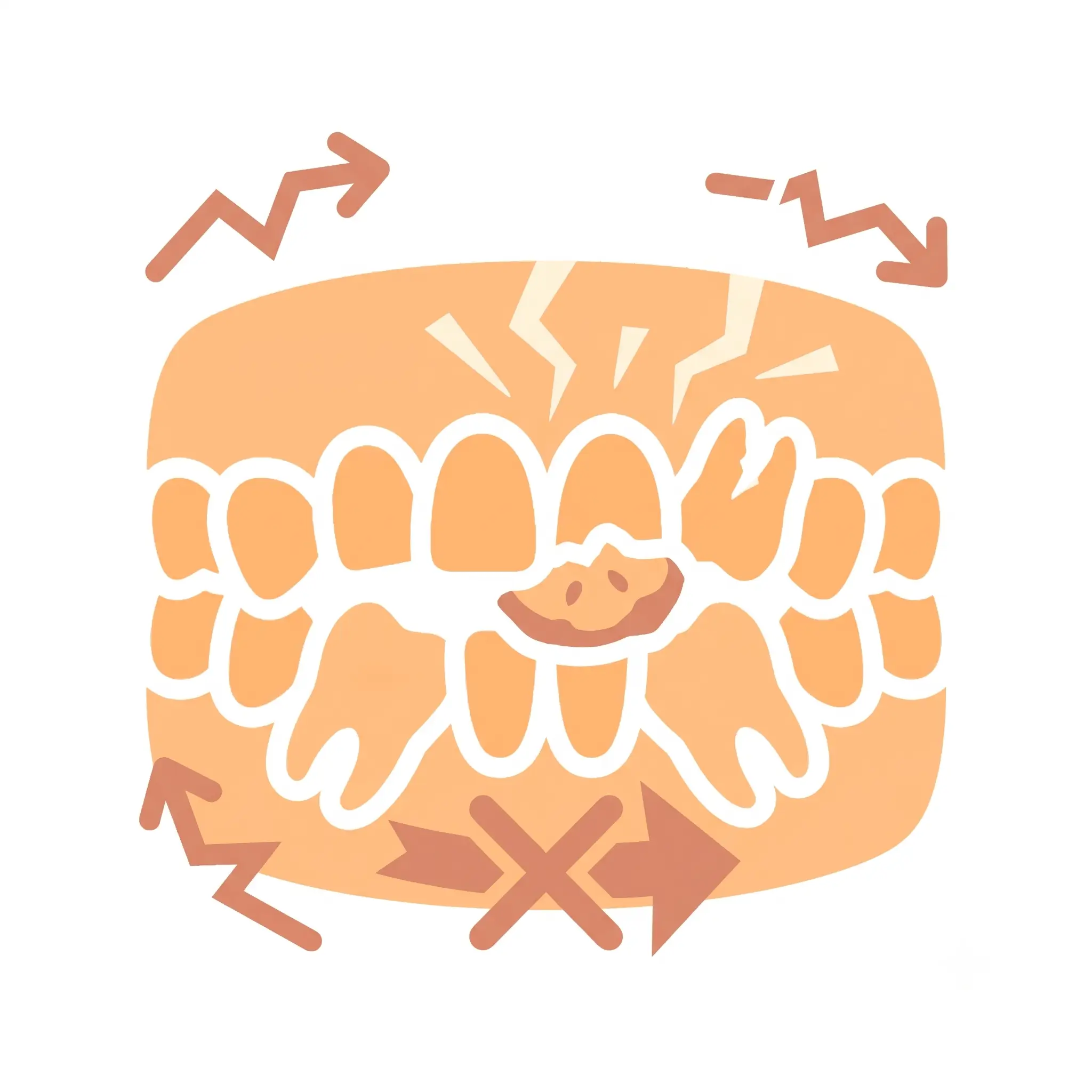 Illustration of chewing difficulty caused by missing teeth